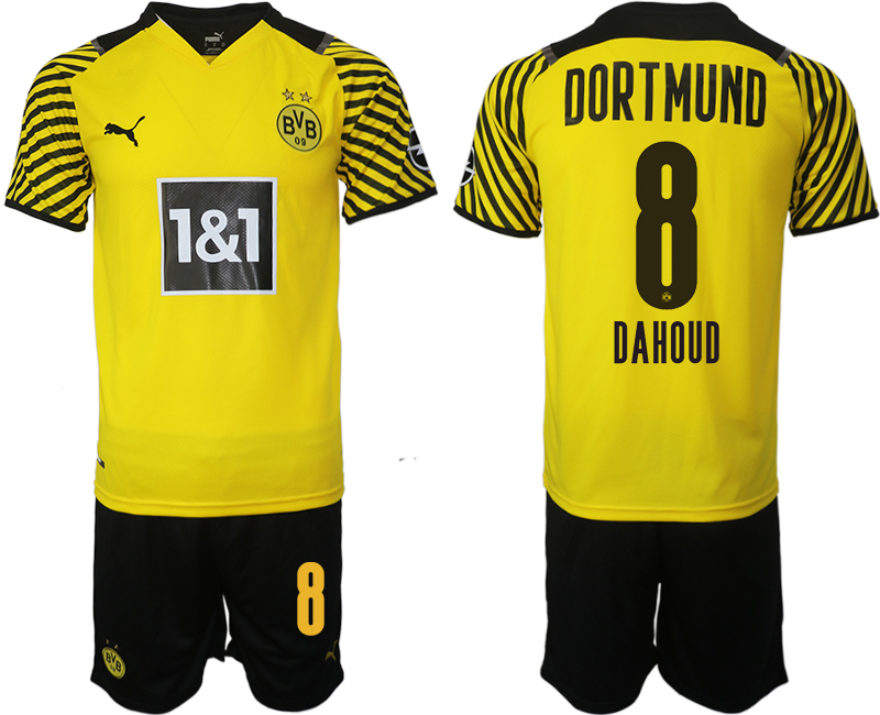 Men 2021-2022 Club Borussia Dortmund home #8 yellow Soccer Jersey